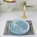 Decorative Blue Silver Glass Fruit Dinner Plates