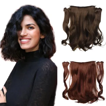 Cheap Silky 18Inch Black Brown Soft Long Wavy 9 Clips Piece Invisible Wire Three Hairpieces Fish Line Synthetic Hair Extensions