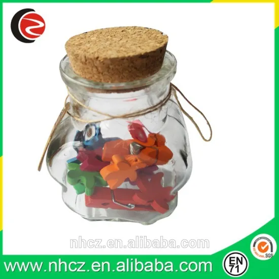 Mini Wooden Clips in Glass Bottle