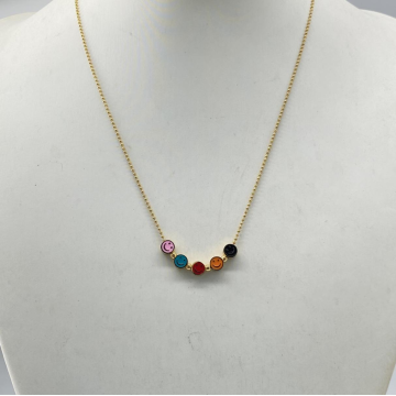Collar colgante de oro de la cara feliz de moda con arco iris