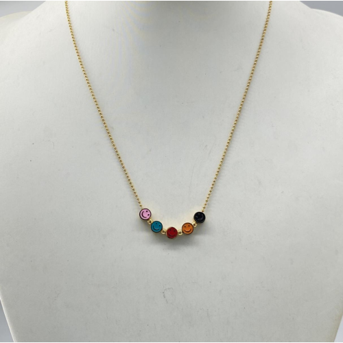Collar colgante de oro de la cara feliz de moda con arco iris