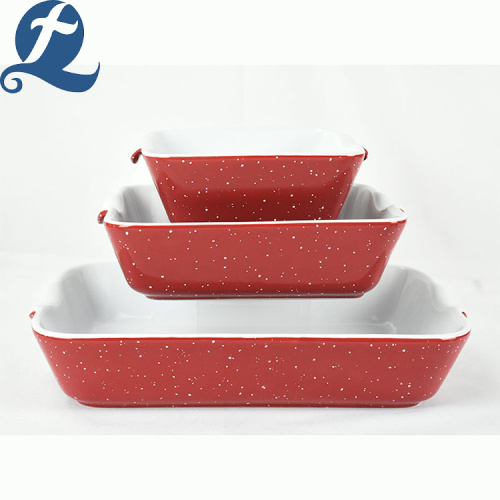 Popular fashion container rectangular bakeware with binaural