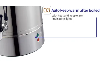 Stainless Steel Electric Water Boilers: 50 cups, 100 cups, 200 cups