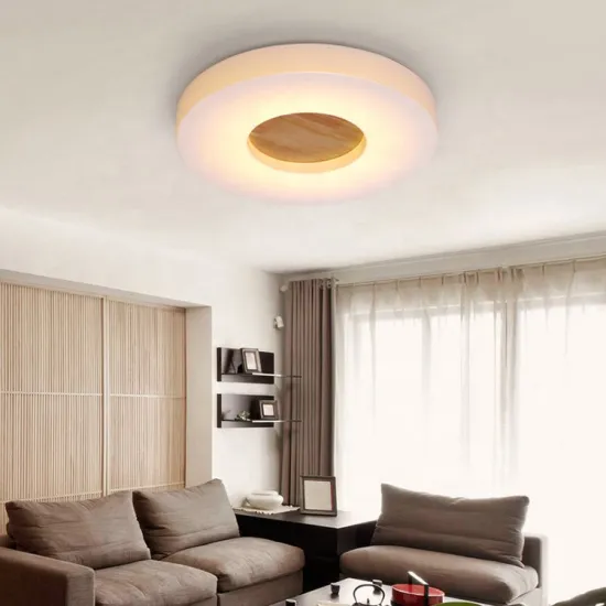 Zhongshan Modern Round Wood Acrylic LED Ceiling Lamps for Bedroom and Living Room Decor