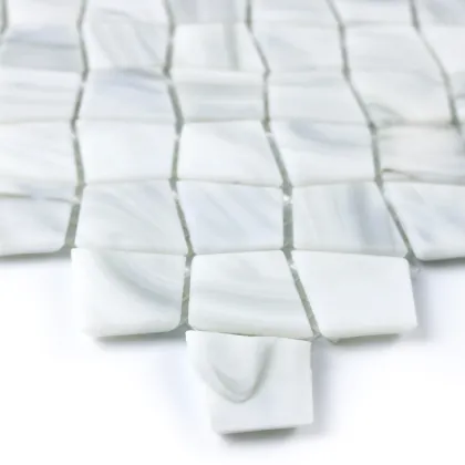 Marble Stone Alike Glass Mosaic White Tile Art