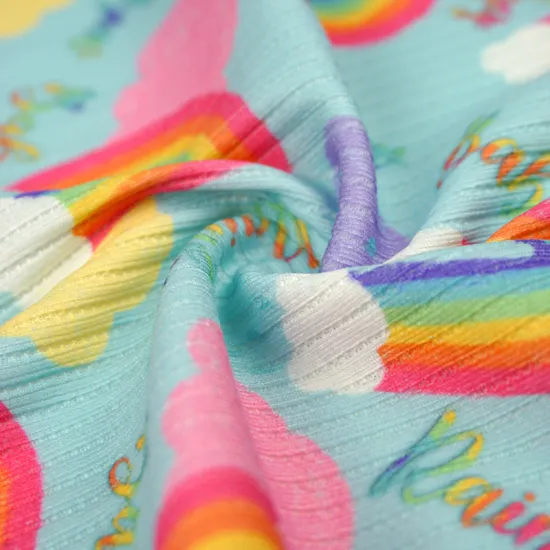 Custom Digital Printing Ribbed Swim Fabric