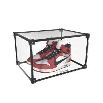 Stackable Transparent Acrylic Shoe Box with Magnetic Lid and Logo