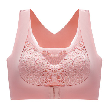 Adjustable Size Front Closure Triple-Breasted Bra with Cross-Back Design for Women