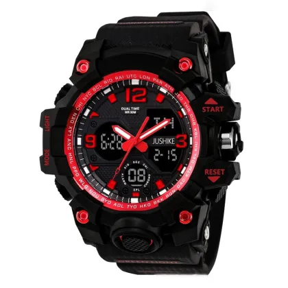 CURREN G Men's 50M Waterproof Shock-Resistant Stainless Steel and TPU Strap Sports Digital Watch
