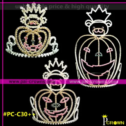 Bear Pumpkin tiaras,cheap halloween pageant crowns