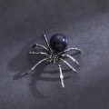 Blue Goldstone 16MM Ball Antique Silver Spider Pendant (47x40mm) for DIY Making Jewelry