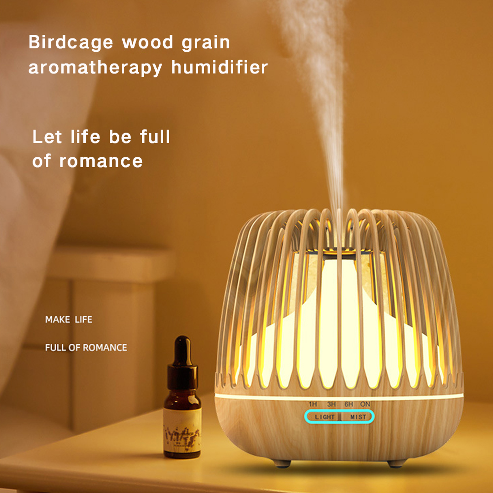 500ML Aroma Essential Oil Diffuser Ultrasonic Air Humidifier Wood Grain Color Changing LED Light Cool Mist Difusor Spray Home sd