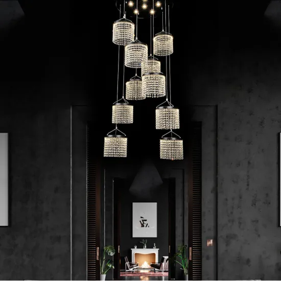 Aluminum luxury crystal indoor ceiling led pendant light