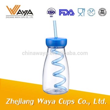 New 350ml(12oz) plastic juice bottle with AS plastic straw