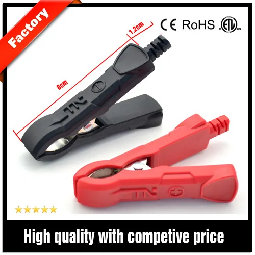 2PCS Insulated Plastic Coated Car Battery Alligator Clip Red Black