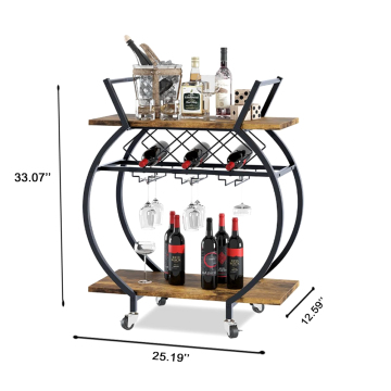 Traditional Design Decorative Metal Bar Serving Cart for Living Room Storage