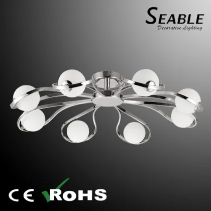 Chorme and white glass ceiling lamps, Guzhen ceiling lights factory