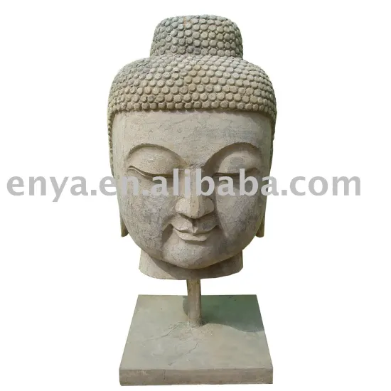Buddha Head Statue, Stone Carving Sculpture, religious figure