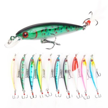 थोक 9 सेमी 10 रंग afishlure minnow मछली पकड़ने का लालच - 3 डी लालच आँखें डूबते हुए चारा