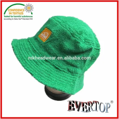 adults cotton terry towel fisherman hat with woven label patch