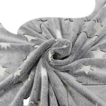 Glow-in-the-Dark Knitted Coral Fleece Hooded Blanket for Children