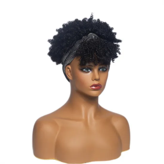 Headband Synthetic Wig Short Afro Kinky Curly Hair Wigs For Black Women Fluffy Curls Hairband African Turban Wrap Hair
