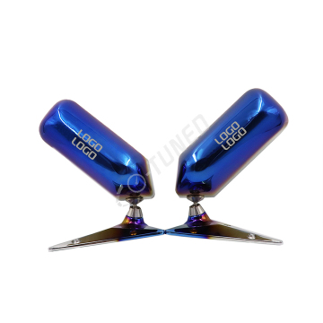Universal JDM F1 Racing Car Side Mirror - Titanium Blue with Blue Lens