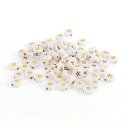 700pcs White Acrylic Gold Star Shape Star Beads