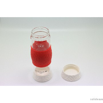Single Wall Glass bottle with lid on both ends 450ml 550ml