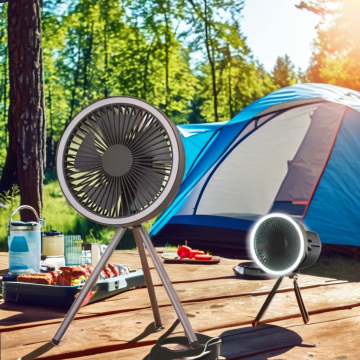 Ventilateur de camping en plein air rechargeable USB à 3 vitesses avec trépied en métal - Vente chaude