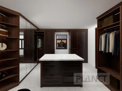 Classic Walk-In Wardrobe With Dress Table Closet Furniture