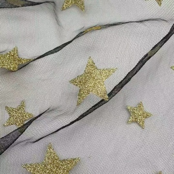 Bunter Stern-Glitzer-Mesh-Röckestoff