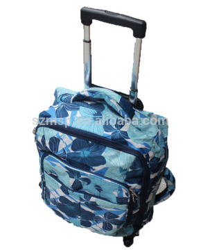 Microfiber nylon luggage trolley bag with 360 rotated wheels