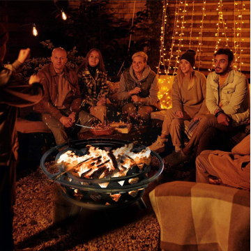 Round Metal Fire Pit for Outdoor Camping