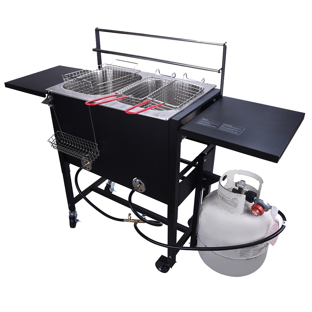 Double Deep Fryer With High Pressure Burner