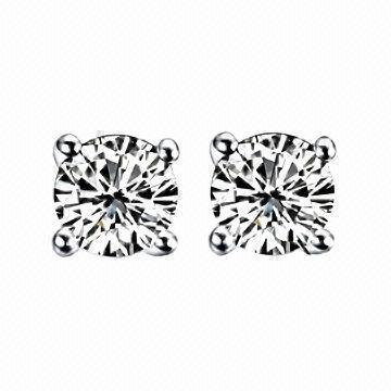 Silver Earrings, Luxury Fashionable Design and CZ Stone, Various Designs and Colors are Available
