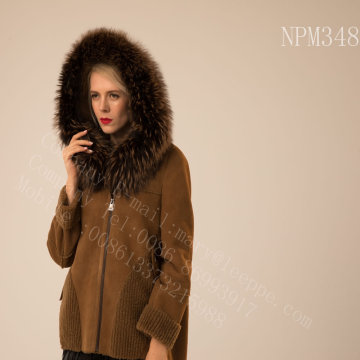 Kopenhagen Bulu Jaket Pendek Hood Untuk Wanita