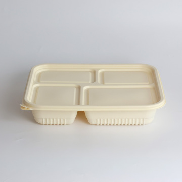 Biodegradable Corn Starch Bento Box with Sushi, Strawberries, and Fish Design