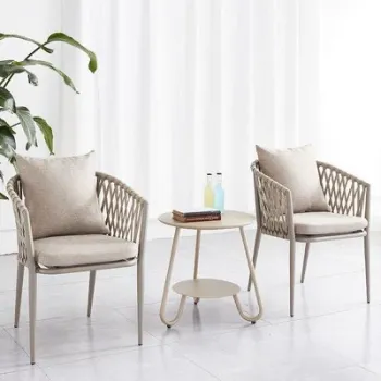 White Modern Balcony Table and Chair Set - Outdoor Garden Chairs Factory Price