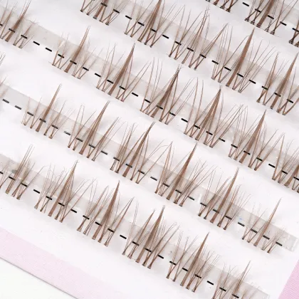 Elegant Fan Eyelashes: Enhance Your Look with 120 Cluster, 10 Rows Capacity Brown False Eyelashes