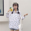 Korean Version Small Fresh Pineapple Print Blouse Shirts Women Spring Summer Top For Women Fashion Buttons Long Sleeve Top Women