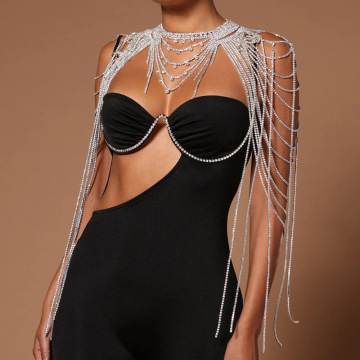 Brave Light Long Tassel Shoulder Chain Necklace Bridal Jewelry Gold Silver Plating