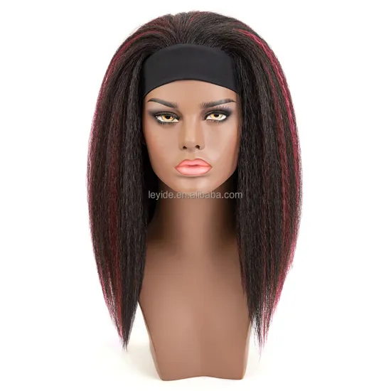 AliLeader Hot Selling 16 Inch Glueless Yaki Headband Wig Kinky Straight Afro Curly Synthetic Wig with Headband