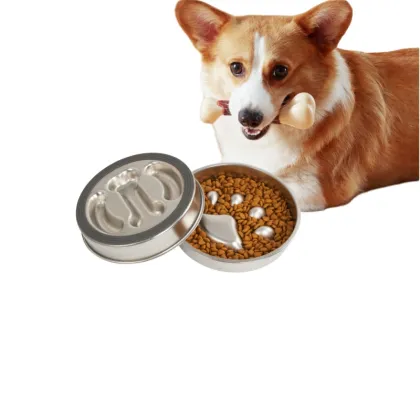 Stainless Steel Anti-Choking Slow Food Bowl for Pets