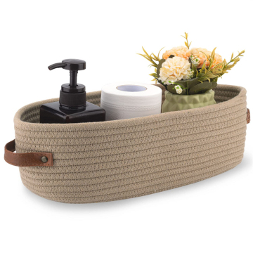 Panno da pannolino di cotone personalizzato e cesto di stoccaggio dell'organizzatore giocattolo con manici in pelle