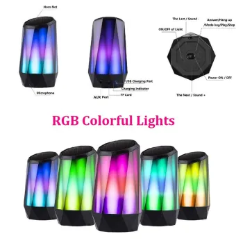 Bluetooth 4.2 Crystal Speaker Colorful LED Lights Stereo