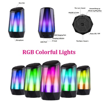 Bluetooth 4.2 Crystal Speaker Colorful LED Lights Stereo