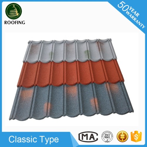 Cheap Classic chinese stone chip coated steel roof tile,kerala stone coated metal roof tile with low price