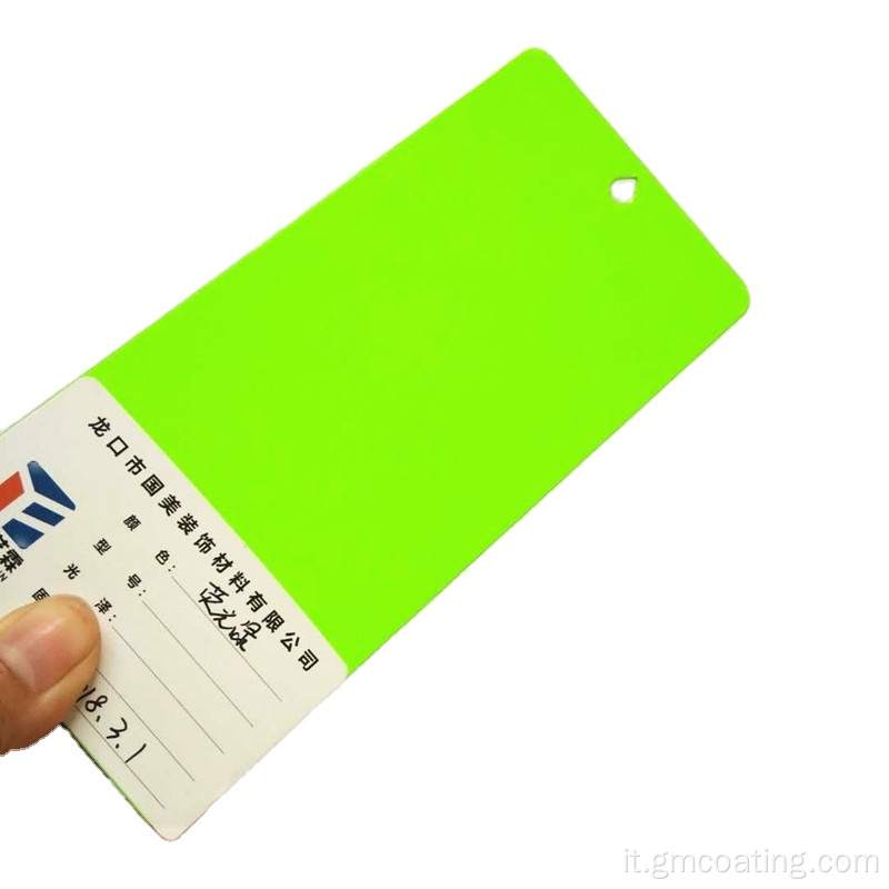Vernice trasparente per rivestimento in polvere verde fluorescente