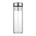 Doppelwandborosilikatglaswasserflasche mit Infuser